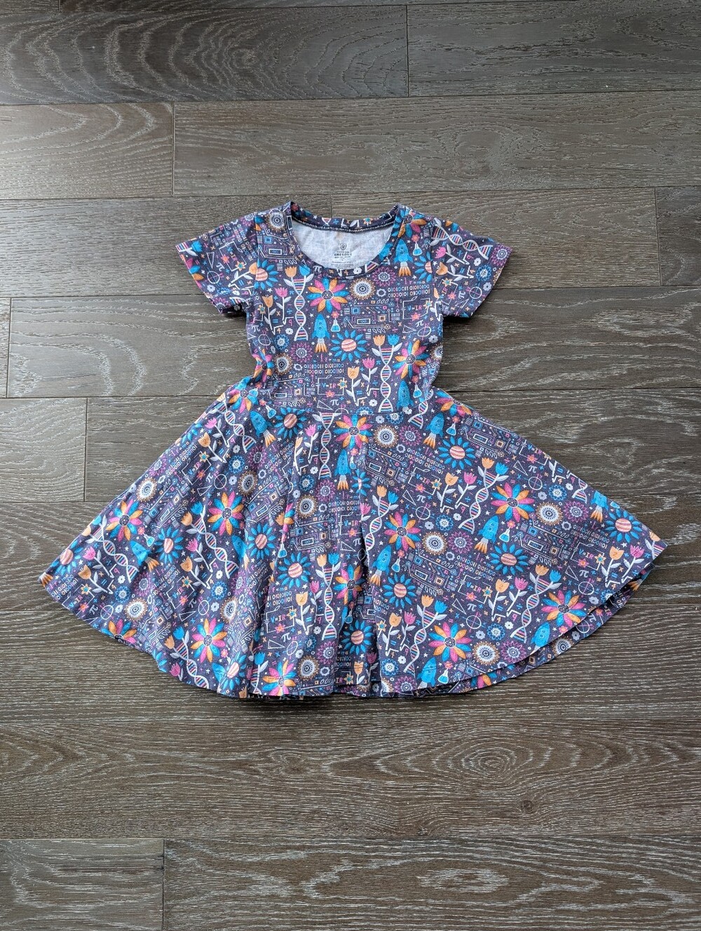 Princess Awesome Flower STEMs Super Twirler Short Sleeve Dress Pockets Size 5